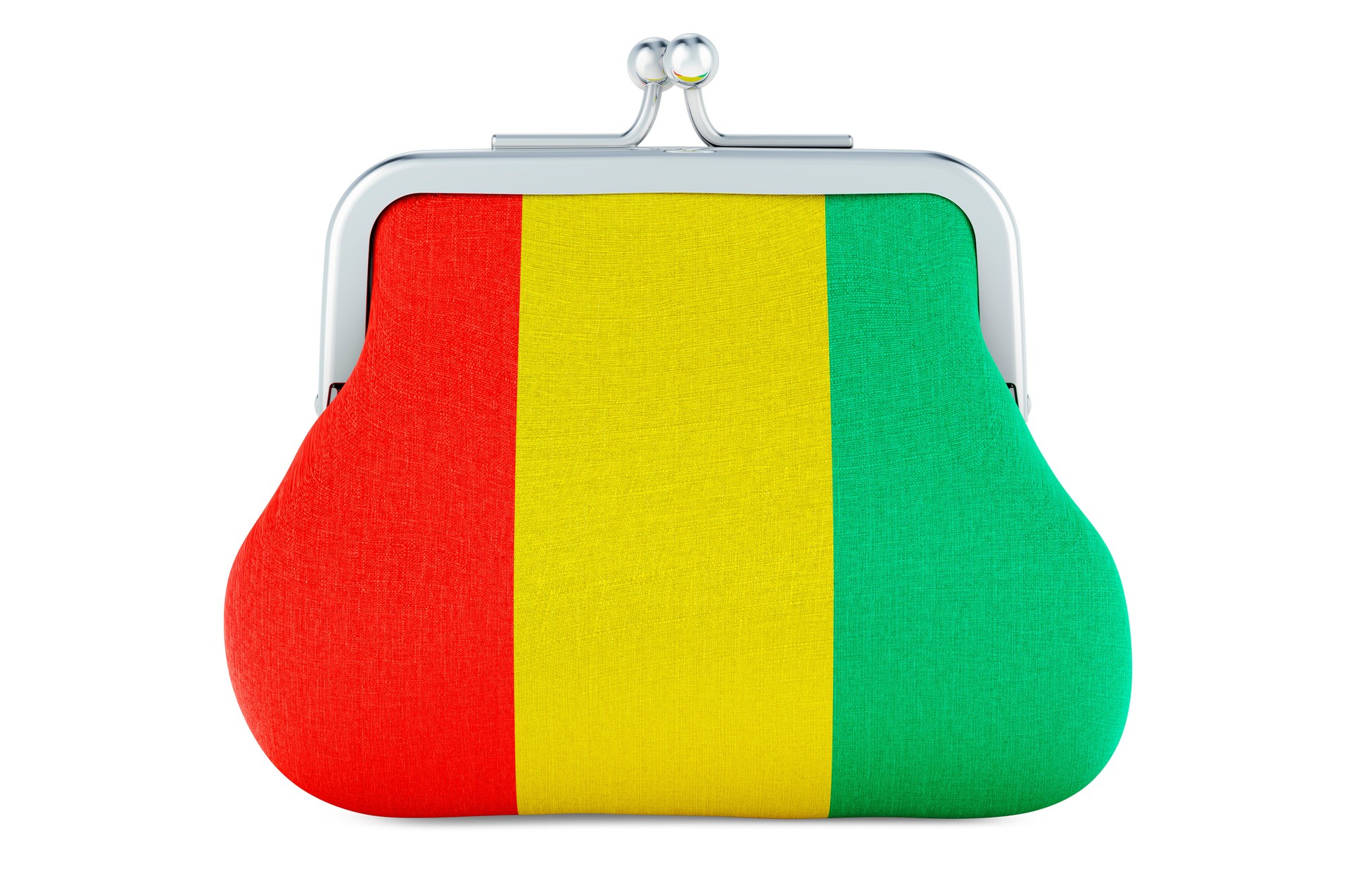 Coin purse with Guinean flag. Budget, investment or financial, banking concept in Guinea. 3D rendering